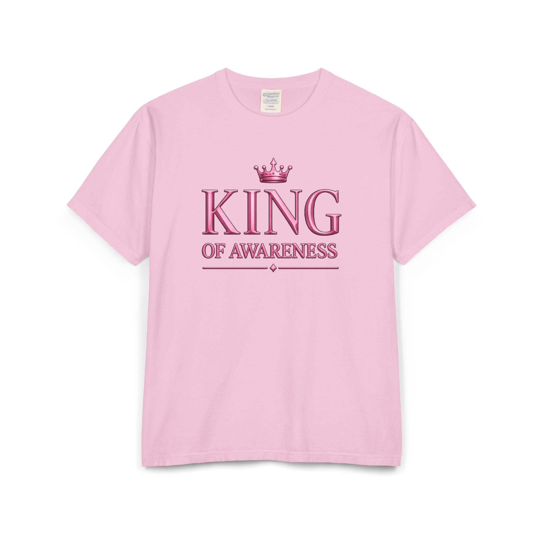 King of Awareness Bold Graphic Tee — Pink