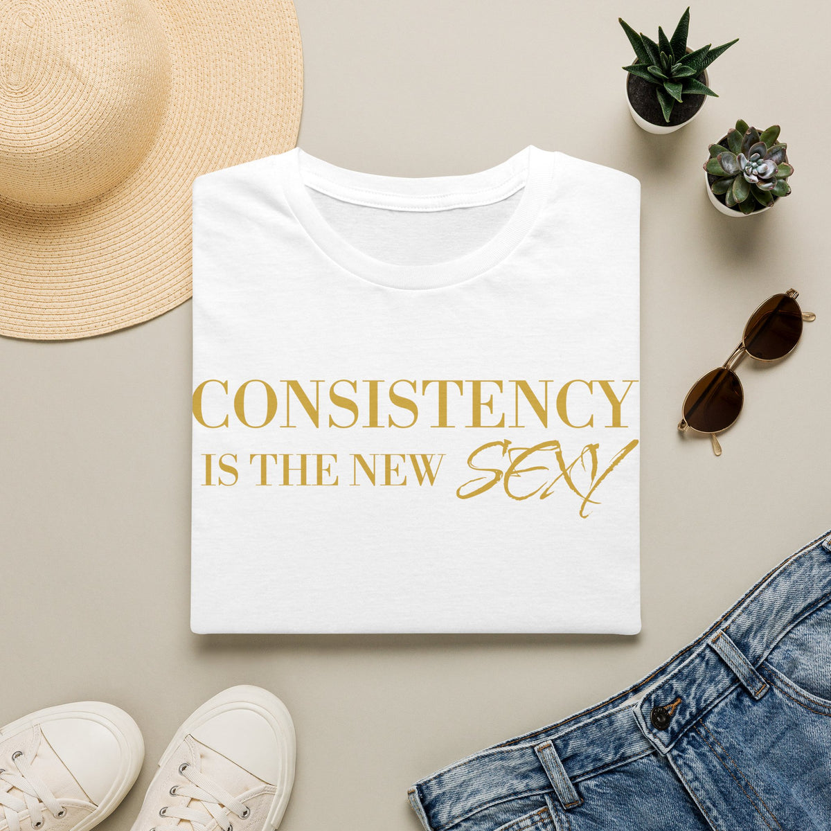 Consistency Is the New Sexy T-Shirt — Motivational Gold Foil Tee
