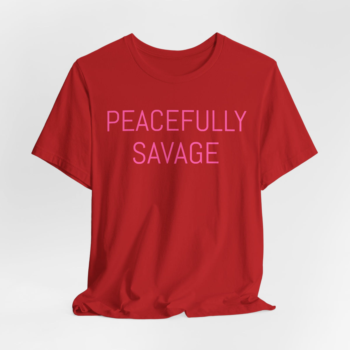 PEACEFULLY SAVAGE Jersey Short Sleeve Tee- ships globally
