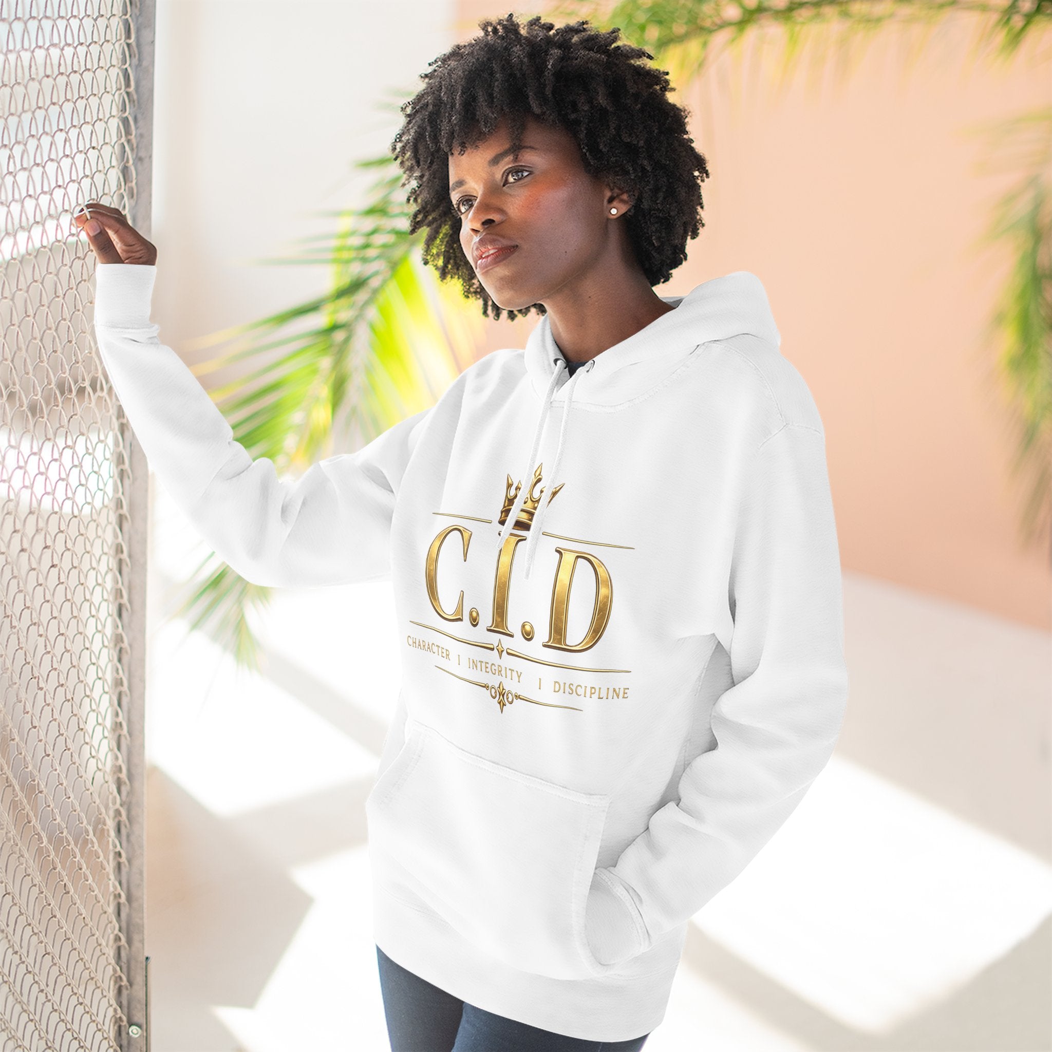 Gold text Unisex Heavyweight Hooded Sweatshirt