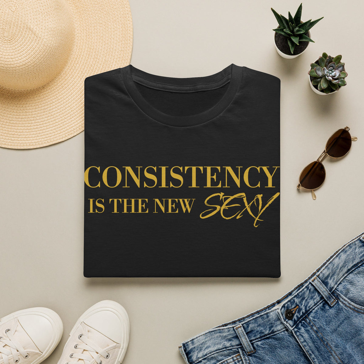 Consistency Is the New Sexy T-Shirt — Motivational Gold Foil Tee