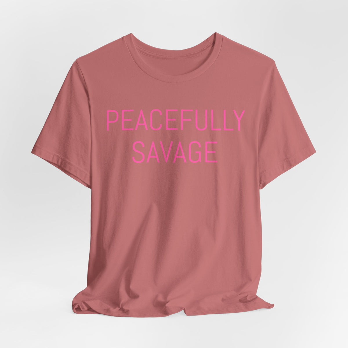 PEACEFULLY SAVAGE Jersey Short Sleeve Tee- ships globally