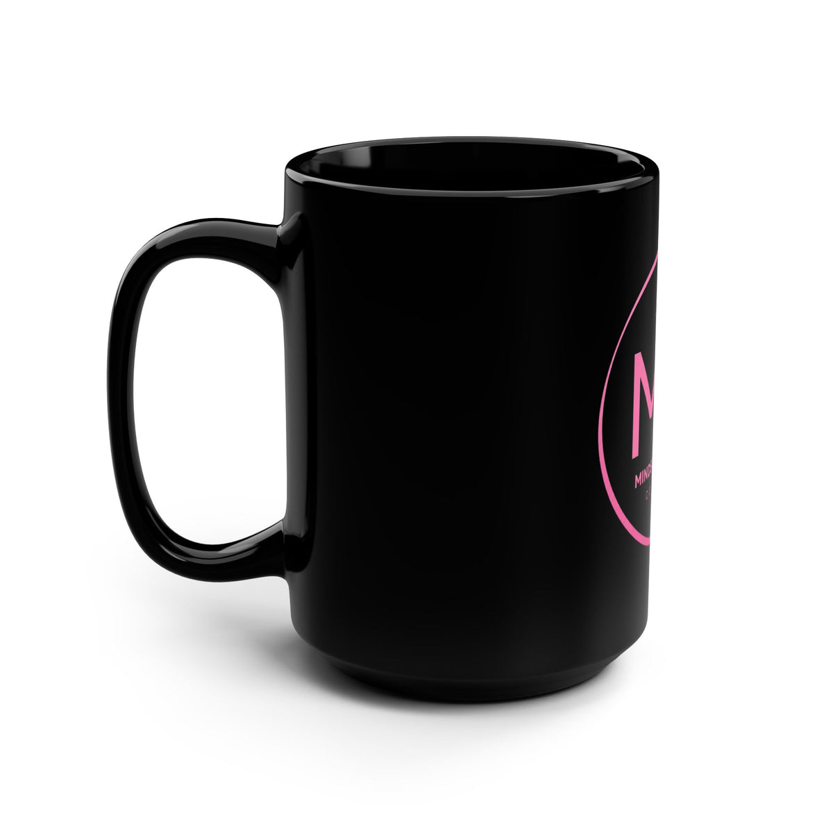 MM logo Black Mug, 15oz | Pink